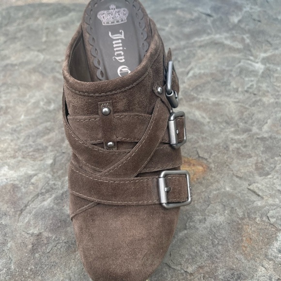 Vintage Juicy Couture Brown Suede High Heel Mules Clogs SZ 8 - Picture 4 of 11